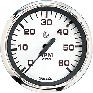 Faria Beede Instruments Faria 4" Tachometer (6000 RPM) Gas (Inboard & I/O) - Spun Silver - 36004