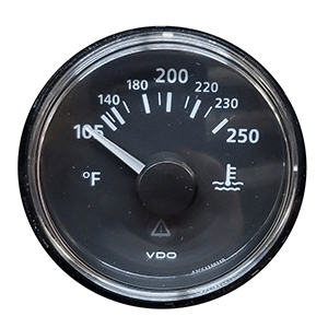 VDO ViewLine Onyx 250°F Water Temperature Gauge 12/24V with VDO Sender & US Thread Adapters - Bezel NOT Included - A2C53413355-K1