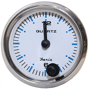 Faria Beede Instruments Faria 2" Clock Chesapeake White w/Stainless Steel Bezel - Quartz Analog - 13891