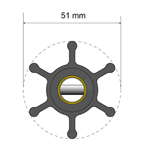 Albin Group Premium Impeller Kit - 51 x 22 x 12.7mm - 6 Blade - Pin Insert