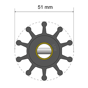 Albin Group Premium Impeller Kit - 51 x 12.7 x 22mm - 10 Blade - Pin Insert