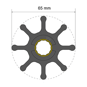 Albin Group Premium Impeller Kit 65 x 16 x 50mm - 8 Blade - Spline Insert