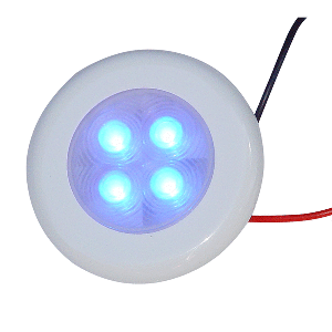Aqua Signal Bogota 4 LED Round Light - Blue LED w/White Plastic/Optional Chrome Housing - 16409-7