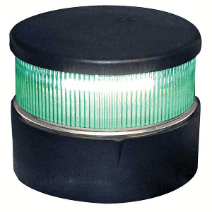 Aqua Signal Series 34 All-Round Mast Mount Light - Green LED - Black Housing - 34002-7