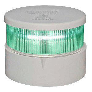 Aqua Signal Series 34 All-Round Mast Mount Light - Green LED - White Housing - 34003-7