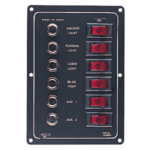 Sea-Dog Aluminum Circuit Breaker Panel - 6 Circuit - 422800-1