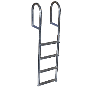 Dock Edge Welded Aluminum Fixed Wide Step Ladder – 4-Step
