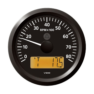 Veratron 3-3/8&quot; (85 mm) ViewLine Tachometer - 0 to 8000 RPM - 8 to 32V - Black Dial &amp; Triangle Bezel CD-81562