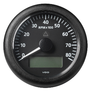 Veratron 3-3/8&quot; (85MM) ViewLine Tachometer with Multi-Function Display - 0 to 8000 RPM - Black Dial &amp; Bezel CD-81574