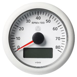 Veratron 3-3/8&quot; (85MM) ViewLine Tachometer w/Multi-Function Display - 0 to 8000 RPM - White Dial &amp; Bezel CD-81580