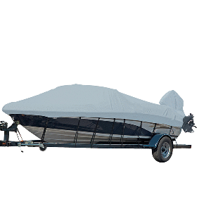 Carver Performance Poly-Guard Styled-to-Fit Boat Cover f/16.5&#39; V-Hull Runabout Boats w/Windshield &amp; Hand/Bow Rails - Grey CD-81889
