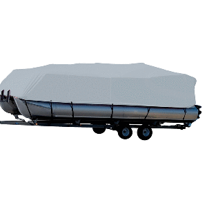 Carver Performance Poly-Guard Styled-to-Fit Boat Cover f/22.5&#39; Pontoons w/Bimini Top &amp; Partial Rails - Grey CD-81932