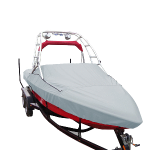 Carver Performance Poly-Guard Specialty Boat Cover f/20.5&#39; Sterndrive V-Hull Runabouts w/Tower - Grey CD-82016