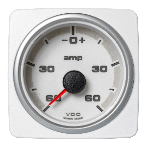 Veratron 52 MM (2-1/16&quot;) AcquaLink Ammeter Gauge -60/+60 AMP - White Dial &amp; Bezel CD-82530