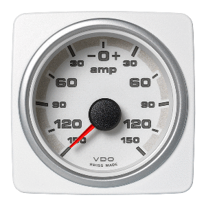 Veratron 52 MM (2-1/16&quot;) AcquaLink Ammeter Gauge -150/+150 AMP - White Dial &amp; Bezel CD-82531