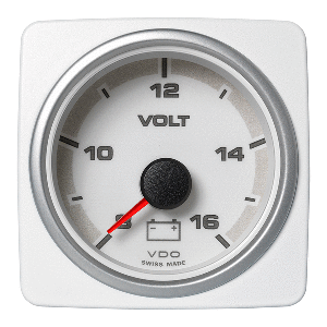 Veratron 52 MM (2-1/16&quot;) AcquaLink Voltmeter Gauge 8-16V Range - White Dial &amp; Bezel CD-82534