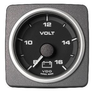Veratron 52 MM (2-1/16&quot;) AcquaLink Voltmeter Gauge 8-16V Range - Black Dial &amp; Bezel CD-82536