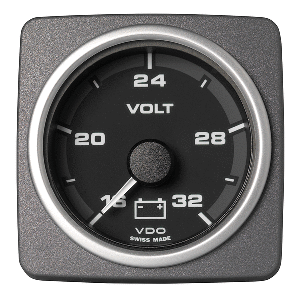 Veratron 52 MM (2-1/16&quot;) AcquaLink Voltmeter Gauge 16-32V Range - Black Dial &amp; Bezel CD-82537