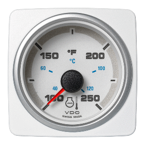 Veratron 52 MM (2-1/16&quot;) AcquaLink Coolant Temp Gauge 100&deg;F to 250&deg;F - White Dial &amp; Bezel CD-82538
