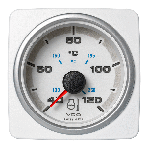 Veratron 52 MM (2-1/16&quot;) AcquaLink Coolant Temp Gauge 40&deg; to120&deg;C - White Dial &amp; Bezel CD-82541