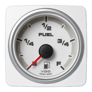Veratron 52 MM (2-1/16&quot;) AcquaLink Fuel Level Gauge E/F - White Dial &amp; Bezel CD-82548