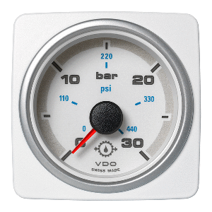 Veratron 52 MM (2-1/16&quot;) AcquaLink Transmission Oil Pressure 30 Bar/440 PSI - White Dial &amp; Bezel CD-82552