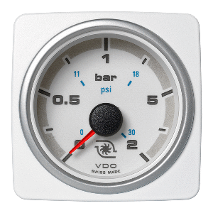 Veratron 52 MM (2-1/16&quot;) AcquaLink Boost Press Gauge 2 Bar/30 PSI - White Dial &amp; Bezel CD-82555