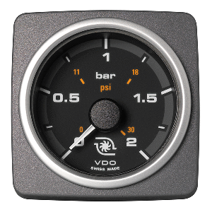 Veratron 52 MM (2-1/16&quot;) AcquaLink Boost Pressure Gauge 2 Bar/30 PSI - Black Dial &amp; Bezel CD-82573