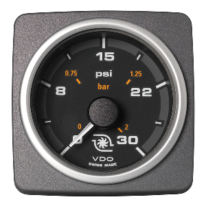 Veratron 52 MM (2-1/16&quot;) AcquaLink Boost Pressure Gauge 30 PSI/2 Bar - Black Dial &amp; Bezel CD-82574