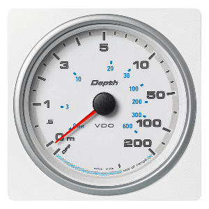 Veratron 4-3/8&quot; (110mm) AcquaLink&reg; Depth Gauge 200M/660&#39; - 12/24V - White Dial &amp; Bezel CD-82579