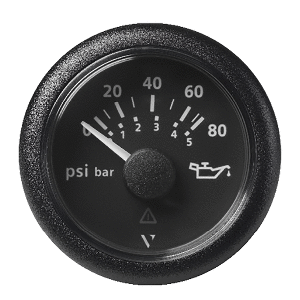 Veratron 52MM (2-1/16&quot;) ViewLine Oil Pressure Gauge 80 PSI/5 Bar - Black Dial &amp; Round Bezel CD-83079