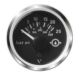 Veratron 52MM (2-1/16&quot;) ViewLine Transmission Oil Pressure 25 Bar/350 PSI - Black Dial &amp; Chrome Triangular Bezel CD-83082