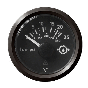 Veratron 52MM (2-1/16&quot;) ViewLine Transmission Oil Pressure 25 Bar/350 PSI - Black Dial &amp; Triangular Bezel CD-83083