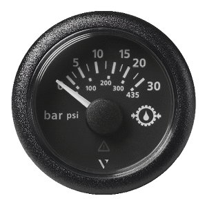 Veratron 52MM (2-1/16&quot;) ViewLine Transmission Oil Pressure 30 Bar/435 PSI - Black Dial &amp; Round Bezel CD-83084