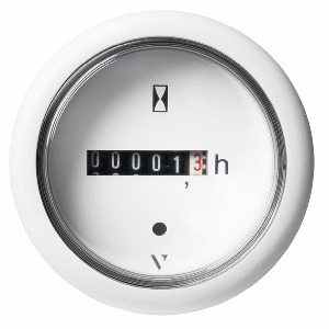 Veratron 52mm (2-1/16&quot;) ViewLine Mechanical Hourmeter 0 to 99999.9 Hours - White Dial &amp; Round Bezel CD-84231