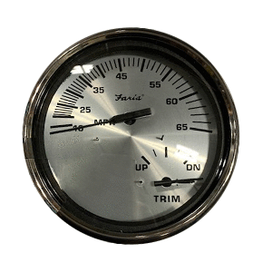 Faria Spun Silver 5&quot; Multifunction 2-in-1 Combination Gauge w/Speed &amp; Trim Gauge CD-84380