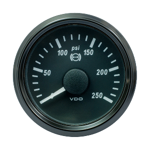 VDO SingleViu 52mm (2-1/16&quot;) Brake Pressure Gauge - 250 PSI - 0-4.5V CD-86102