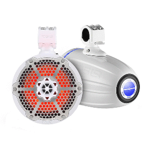DS18 Hydro 6.5&quot; Neodymium Wakeboard Speakers with 1&quot; Driver and RGB LED Lights - 450W - White CD-86409