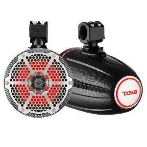 DS18 X Series HYDRO 8&quot; Wakeboard Pod Tower Speaker w/RGB LED Light - 375W - Black Carbon Fiber CD-86524