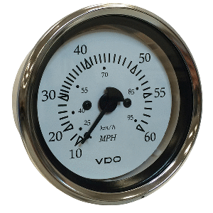 VDO Cockpit Marine 85MM (3-3/8&quot;) Pitot Speedometer - 0 to 60 MPH - White Dial/Chrome Bezel CD-87348