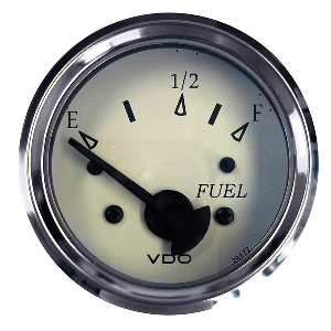 VDO Cockpit Marine 52MM (2-1/16&quot;) Fuel Level Gauge - White Dial/Chrome Bezel CD-87350