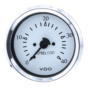 VDO Cockpit Marine 85MM (3-3/8&quot;) Diesel Tachometer - 4000 RPM - White Dial/Chrome Bezel CD-87358