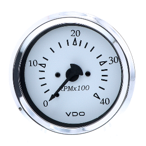 VDO Cockpit Marine 85MM (3-3/8&quot;) Diesel Tachometer - Alternator Input - White Dial/Chrome Bezel CD-87359
