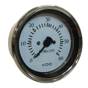 VDO Cockpit Marine 85MM (3-3/8&quot;) Sterndrive Tachometer - White Dial/Chrome Bezel CD-87360