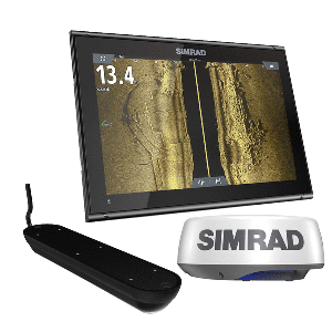 Simrad GO12 XSE Chartplotter Radar Bundle HALO20+ &amp; Active Imaging 3-in-1 Transom Mount Transducer &amp; C-MAP Discover Chart CD-87972