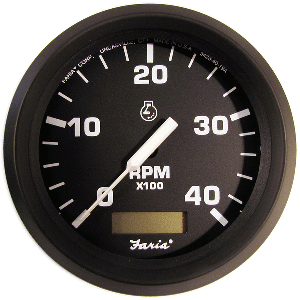 Faria Euro Black 4&quot; Tachometer w/Hourmeter (4000 RPM) (Diesel) (Magnetic Pick-Up) CD-88808