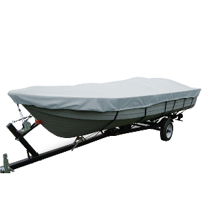 Carver Poly-Flex II Wide Series Styled-to-Fit Boat Cover f/12.5&#39; V-Hull Fishing Boats Without Motor - Grey CD-90920