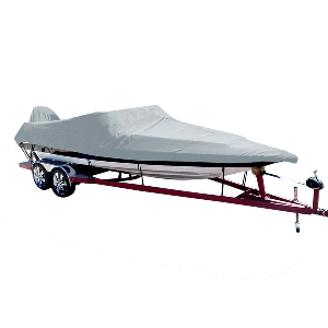 Carver Poly-Flex II Styled-to-Fit Boat Cover f/17.5&#39; Ski Boats with Low Profile Windshield - Grey CD-91041