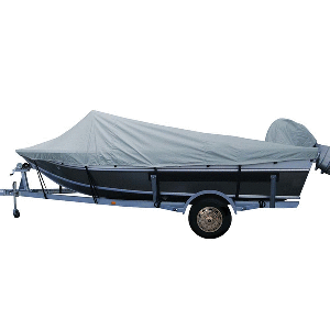 Poly-Flex II Styled-to-Fit Boat Cover f/15.5&#39; Aluminum Boats w/High Forward Mounted Windshield - Grey CD-91163