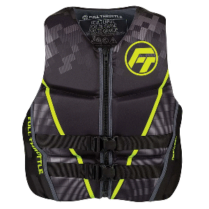 Full Throttle Men&#39;s Rapid-Dry Flex-Back Life Jacket - XL - Black/Green CD-91388